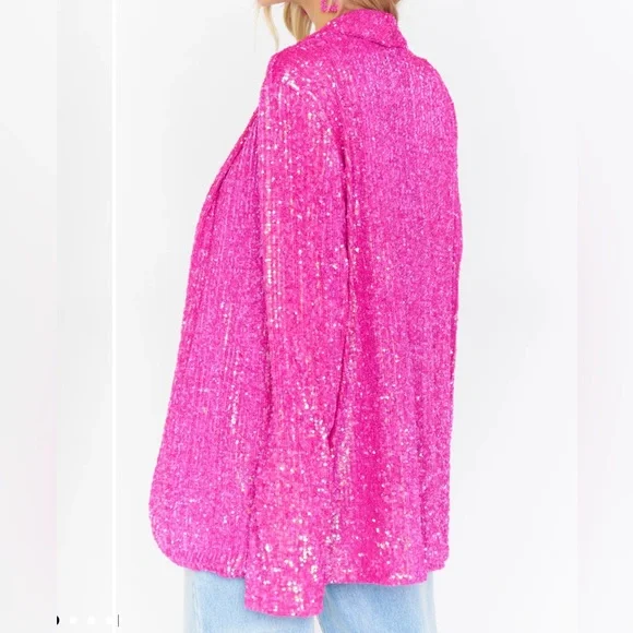 NEW Show Me Your Mumu Dance Blazer Disco Pink Sequins Size Medium - Picture 5 of 14